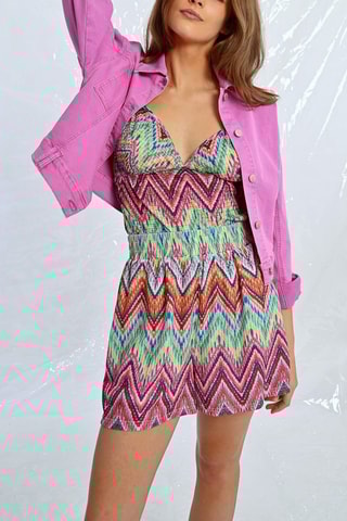 Shorts a vita alta - Verde chiaro e rosso