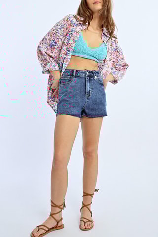 Shorts in jeans a vita alta - Navy