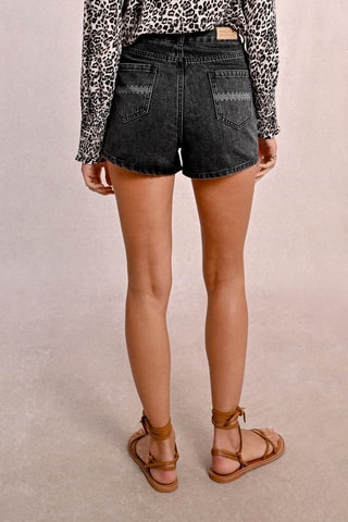 Shorts in jeans a vita alta - Nero