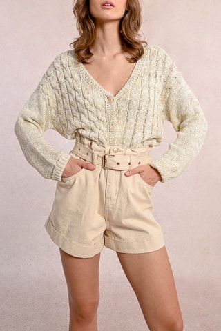 Shorts in jeans a vita alta - Ecrù