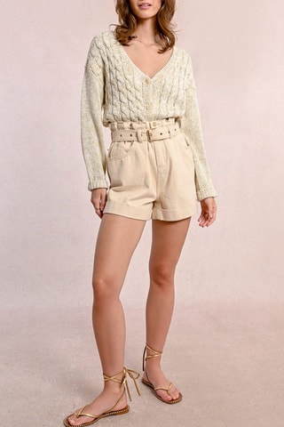 Shorts in jeans a vita alta - Ecrù