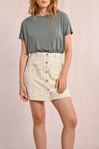 Gonna in jeans a vita alta - Ecrù