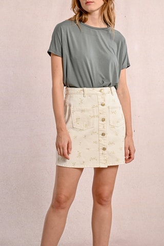 Gonna in jeans a vita alta - Ecrù