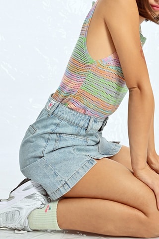 Minigonna in jeans a vita alta - Blu