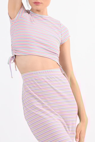 Gonna lunga a vita alta - Viola e bianco - Lili Sidonio