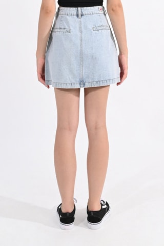 Gonna taglio dritto in jeans a vita alta - Celeste - Lili Sidonio