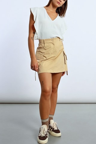 Gonna taglio dritto a vita alta - Beige