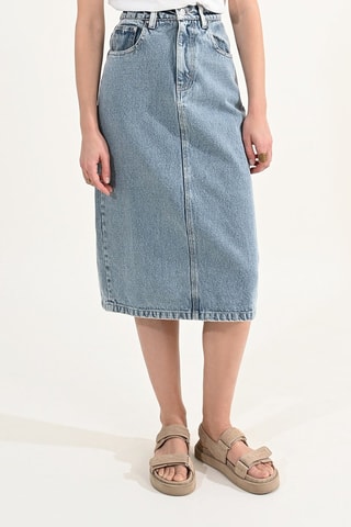 Gonna taglio dritto in jeans - Celeste - Molly Bracken