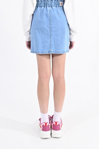 Gonna taglio dritto in jeans a vita alta - Celeste - Lili Sidonio