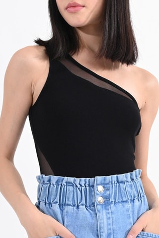 Gonna taglio dritto in jeans a vita alta - Celeste - Lili Sidonio