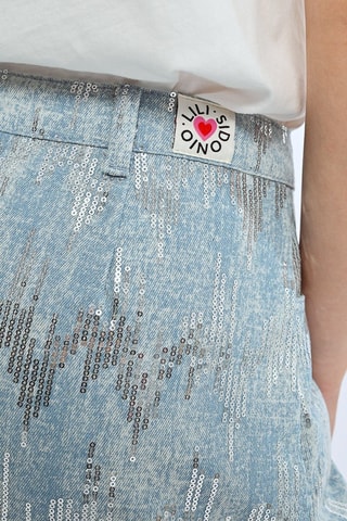 Gonna taglio dritto in jeans - Celeste