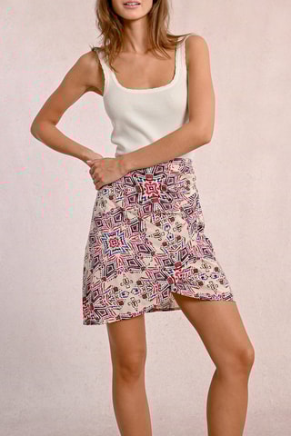 Gonna taglio dritto a vita alta - Beige