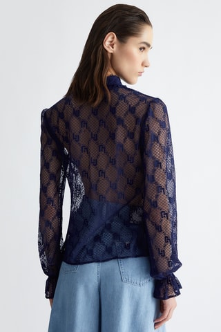 Chemisier en dentelle - Bleu foncé