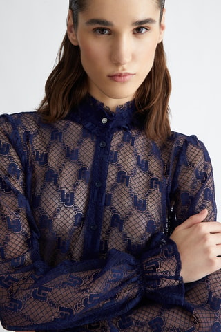 Chemisier en dentelle - Bleu foncé