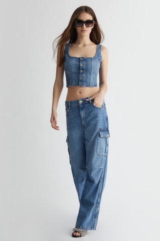 Crop top en jean - Bleu