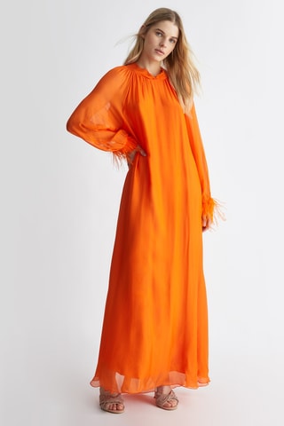 Robe longue en soie - Orange