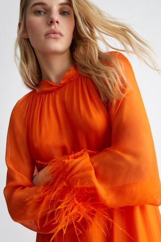 Robe longue en soie - Orange