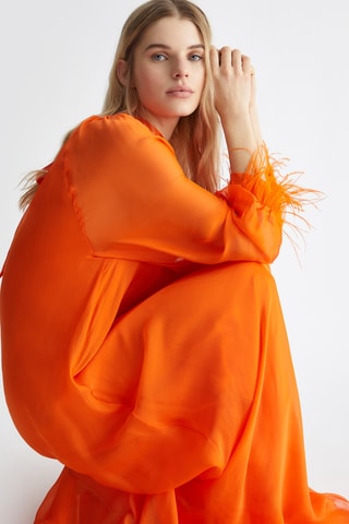 Robe longue en soie - Orange
