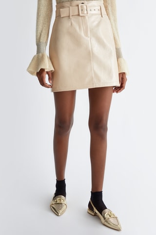 Jupe patineuse taille haute - Écru