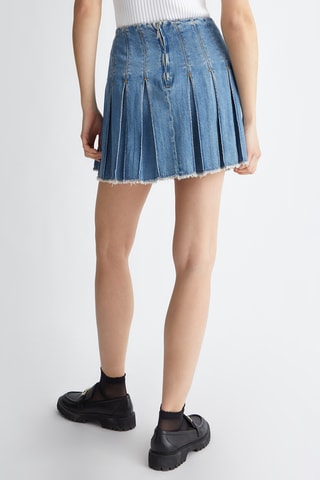 Jupe plissée en jean - Bleu