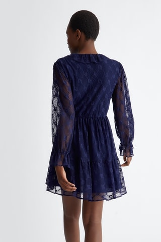 Robe patineuse en dentelle - Bleu foncé