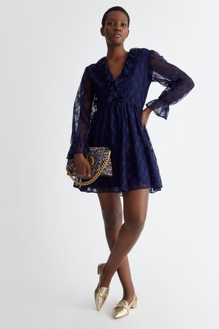 Robe patineuse en dentelle - Bleu foncé