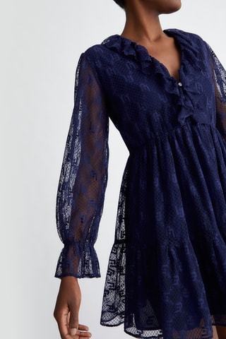 Robe patineuse en dentelle - Bleu foncé