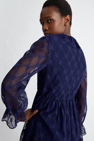 Robe patineuse en dentelle - Bleu foncé