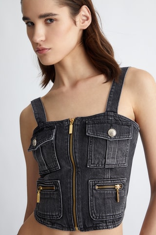 Top en jean - Bleu
