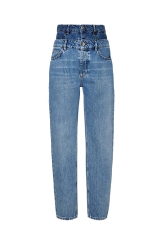 Jean straight taille haute - Bleu