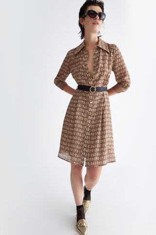 Robe chemise en soie - Marron
