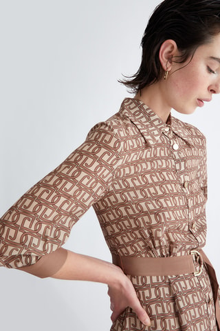 Robe chemise en soie - Marron