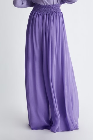 Pantaloni in seta a vita alta - Viola