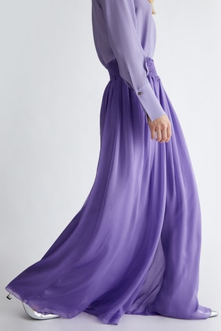 Pantaloni in seta a vita alta - Viola
