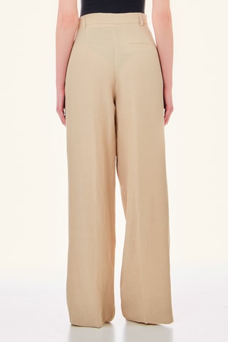 Pantalon de costume en lin taille haute - Beige