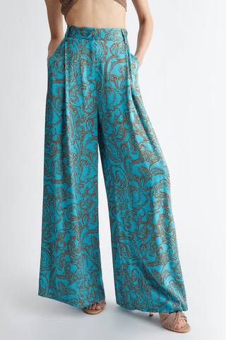 Pantaloni a vita alta - Turchese