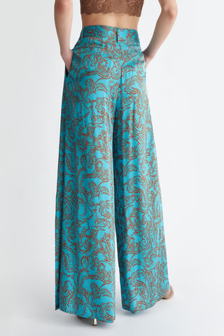 Pantaloni a vita alta - Turchese