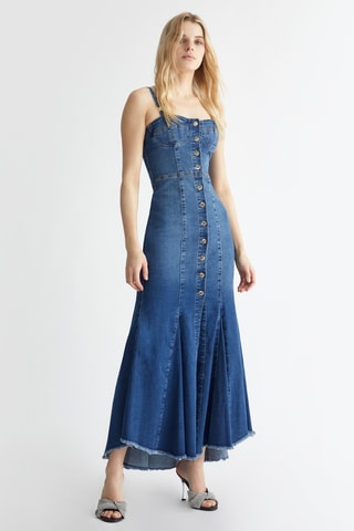 Robe longue en jean - Bleu