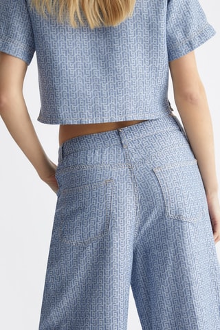 Jean baggy en lin - Bleu