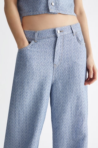 Jean baggy en lin - Bleu