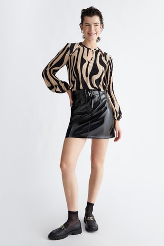 Jupe patineuse taille haute - Noir