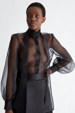 Camicia in tulle - Nero
