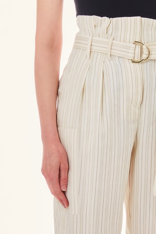 Pantalon de costume en lin taille haute - Blanc