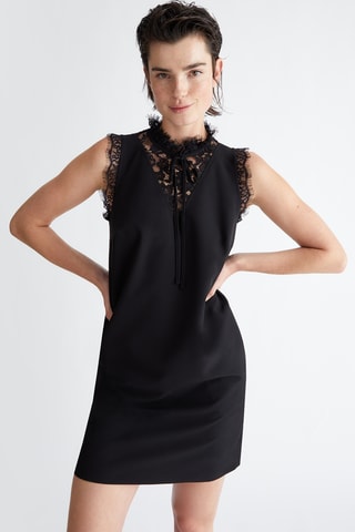 Robe droite bi-matière - Noir
