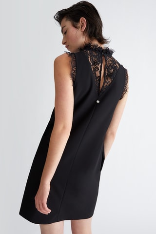Robe droite bi-matière - Noir
