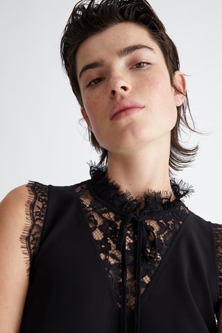 Robe droite bi-matière - Noir