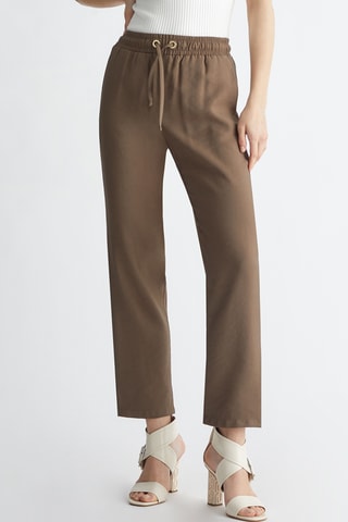 Pantalon taille haute - Marron