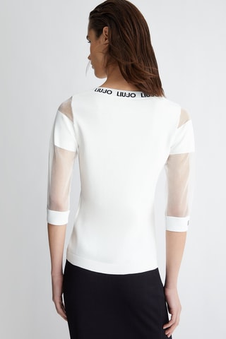 Blouse bi-matière - Blanc