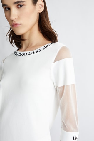 Blouse bi-matière - Blanc