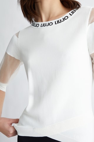 Blouse bi-matière - Blanc